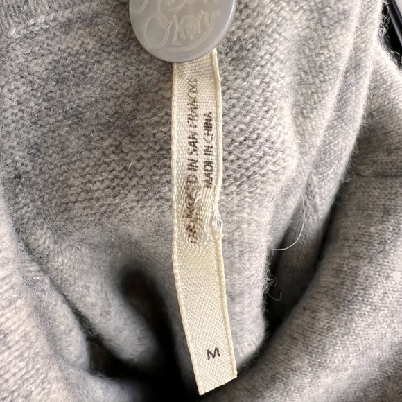 Gray Heathered Cashmere Turtleneck / Cowlneck Sweater - Picture 2 of 3